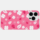 Cute Pink Ladybug and Clover Pattern iPhone Case (Achterkant (horizontaal))