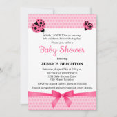Cute Pink Ladybug Baby shower Kaart (Voorkant)