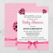 Cute Pink Ladybug Baby shower Kaart (Voorkant / Achterkant)