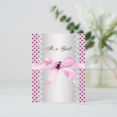 Cute Pink Ladybug Baby shower Kaart (Staand voorkant)