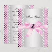 Cute Pink Ladybug Baby shower Kaart (Voorkant / Achterkant)