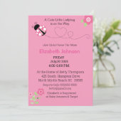 Cute Pink Ladybug Floral Baby shower Kaart (Staand voorkant)
