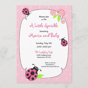 Cute Pink Ladybug Invitation Kaart