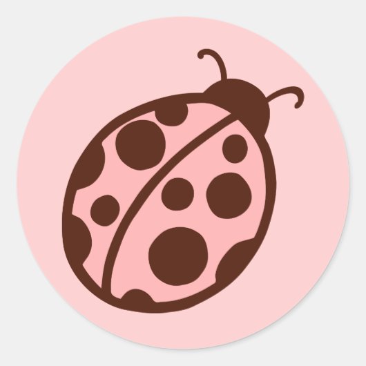 Cute Pink Ladybug Party Stickers (Voorkant)