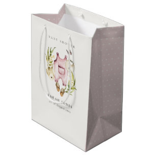 Cute Pink Leafy Foliage Girl Clothes Baby shower Medium Cadeauzakje