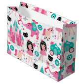 Cute Pink Little Princess Unicorn Magical Pattern Groot Cadeauzakje (Voorkant Gekanteld)