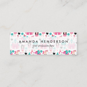 Cute Pink Little Princess Unicorn Magical Pattern Mini Visitekaartje