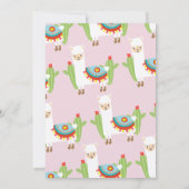 Cute Pink Llama Cactus Birthday Uitnodiging (Achterkant)