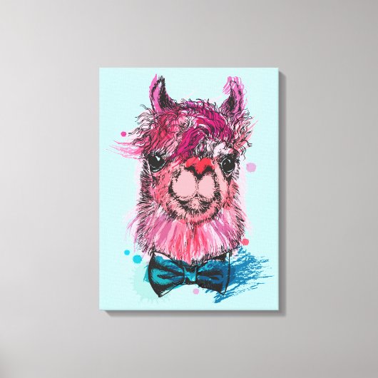 Cute Pink Llama Canvas Afdruk (Voorkant)