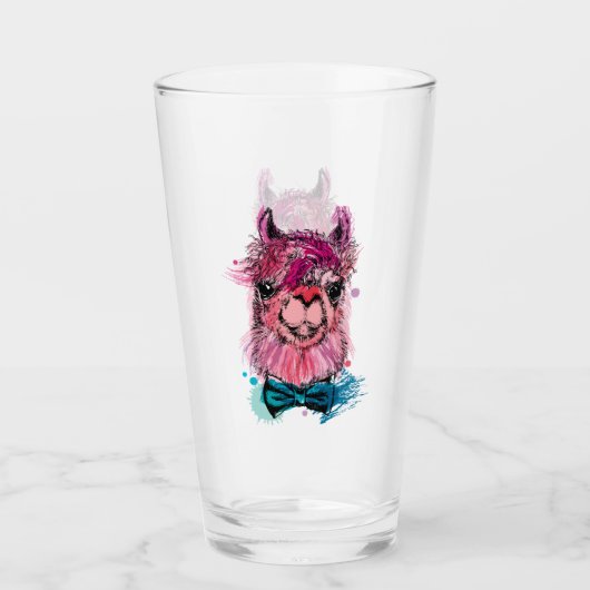 Cute Pink Llama Glas (Voorkant)