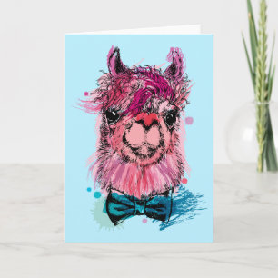 Cute Pink Llama Kaart