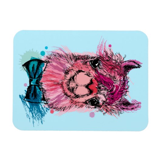 Cute Pink Llama Magneet (Horizontaal)
