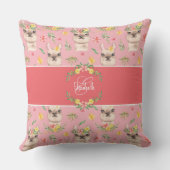Cute Pink Llama Pattern for Little Girls Cotton Kussen (Achterkant)