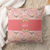 Cute Pink Llama Pattern for Little Girls Cotton Kussen (Deken)