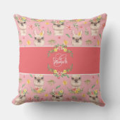 Cute Pink Llama Pattern for Little Girls Cotton Kussen (Voorkant)