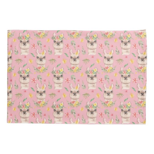 Cute Pink Llama Pattern for Little Girls Kussensloop (Achterkant)
