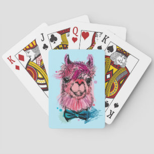 Cute Pink Llama Pokerkaarten