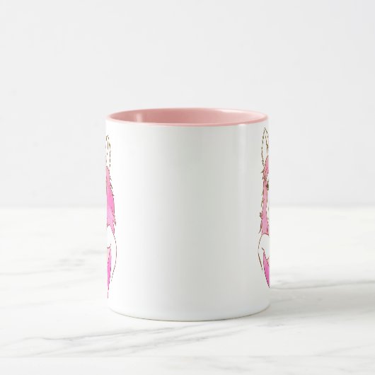 Cute Pink Llama Sketch Llama Love Mok (Midden)