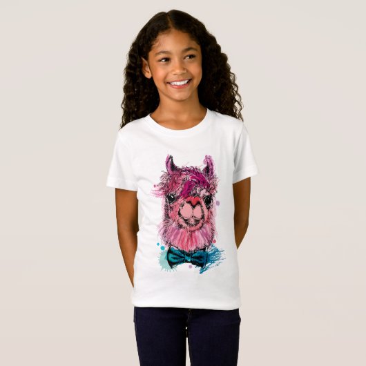 Cute Pink Llama T-shirt (Voorkant volledig)
