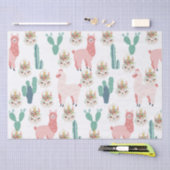 Cute Pink Llama's and Green Cactus Tissuepapier (Craft)