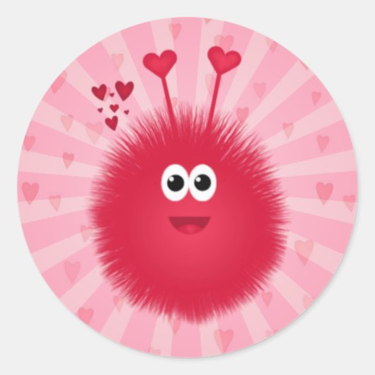 Cute Pink Love Bug Ronde Sticker (Voorkant)