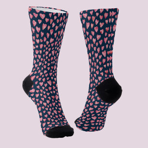 Cute Pink Love Heart Blue sokken