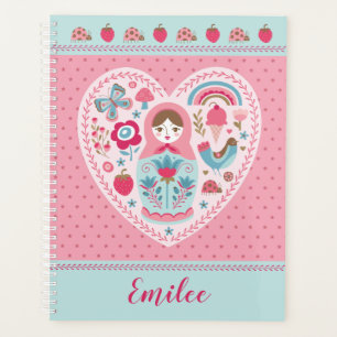 Cute Pink Matryoshka Russische dollar Planner