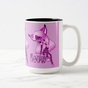 Cute Pink Meow Tiger Cat Café Mug