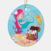 Cute Pink Mermaid & Dolphin-kerstversiering Keramisch Ornament (Links)