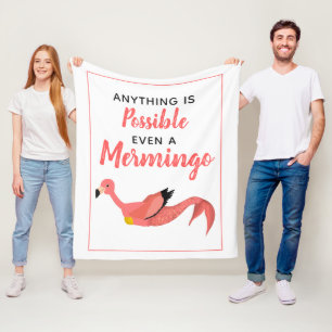 Cute Pink Mermaid Flamingo Inspirerend Quote  Fleece Deken
