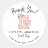 Cute Pink Mixer Boulangerie Business Merci Sticker (Devant)