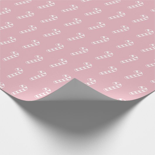 Cute Pink Modern Christmas Candy Cane Pattern Cadeaupapier (Hoek)