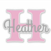 Cute Pink Monogram Sticker (Voorkant)