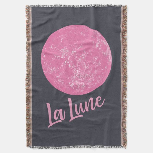 Cute Pink Moon Illustration French La Lune Blue Deken (Voorkant Verticaal)