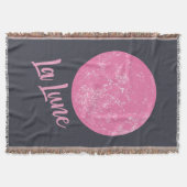 Cute Pink Moon Illustration French La Lune Blue Deken (Voorkant)