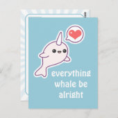 Cute Pink Narwhal Briefkaart (Voorkant / Achterkant)