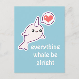 Cute Pink Narwhal Briefkaart