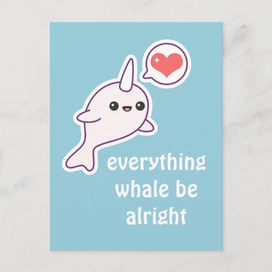 Cute Pink Narwhal Briefkaart (Voorkant)