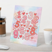 Cute Pink Numbers Maths Desk Art for Kids Reclamebord Met Voetstuk (Insitu)