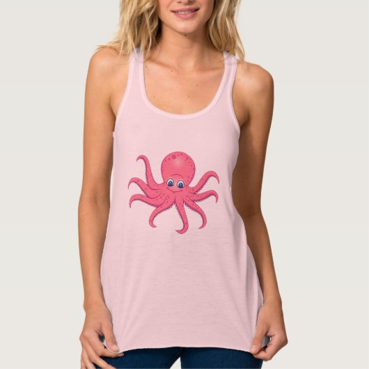 Cute Pink Octopus Tanktop (Voorkant)