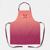 Cute Pink Ombre met naam Monogram Schort (Voorkant)