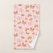 Cute Pink Oranje Boho Butterfly Pattern Bad Handdoek (Handdoek)