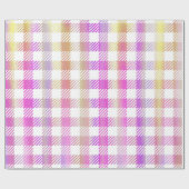 Cute Pink Oranje Iridescent Gingham Pattern Cadeaupapier (Vlak)