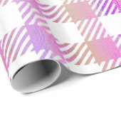 Cute Pink Oranje Iridescent Gingham Pattern Cadeaupapier (Rol Hoek)