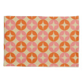 Cute Pink Oranje Mid Century Mod Geometric Patroon Kussensloop (Achterkant)