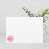 Cute Pink Oranje Monogram Initialen Gepersonalisee Bedankkaart (Staand voorkant)
