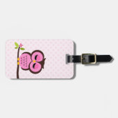 Cute Pink Owl Bagagelabel (Voorkant horizontaal)