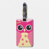 Cute Pink Owl Bagagelabel (Achterkant verticaal)