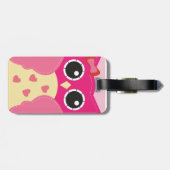 Cute Pink Owl Bagagelabel (Achterkant horizontaal)