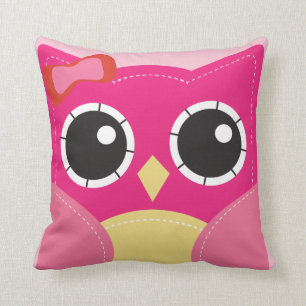 Cute Pink Owl Girls Pillow Room Decor Kussen